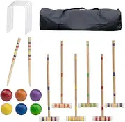 Spikes Ball Set, 6 Players Funny Lawn Game Set, Reusable Outdoor Activities, Wooden Bowling Set for Men, Women