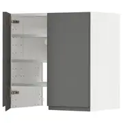 METOD wall cb f extr hood w shlf/door, white/Voxtorp dark grey, 60x60 cm