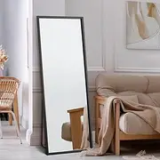 Oikiture Rectangle Full Lenght Mirror 166 x 60cm Floor Mirror with MDF Frame Free-Standing Mirror Home Living Room Furniture Black