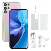 S22 Ultra Unlocked Smartphone for Android 11 6.4in 4GB RAM 64GB ROM MT6582 Cell Phone Front 5MP Rear 13MP 1960x1080 100‑240V Silver Prise britannique