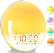 Upgraded Smart Sunrise Alarm Clock, 16.5 Cm Wake up Light with Sleep Aid, 7 Natu