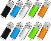 RAOYI 10 Pack USB2.0 Flash Drive Swivel Memory Stick Jump Drive Thumb Pen Drive Multicoloured Multicolor 2G