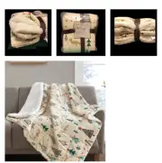 Premier Comfort Printed Velvet to Sherpa Holiday Throw TREES 50"X60" NWT RV$60
