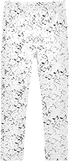 [Joisal] Musical Notes White Leggings Girls, Ideal for Dance Pants Girls, Girls Leg Warmers, 4-10T