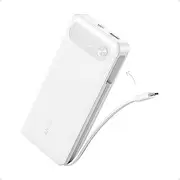Anker Power Bank, 20,000mAh Portable Charger with Built-in USB-C Cable, 87W Max Fast Charging Battery Pack for Laptop, 2 USB-C and 1 USB-A, for MacBook, iPhone 16/15 Series, Samsung, Switch (White)