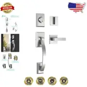 Easy Install Satin Nickel Lock Set with Heavy Duty Deadbolt for Offices & Homes
