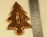 Vintage Christmas TREE Decorated Coppertone Aluminum Cookie Cutter (NOS)