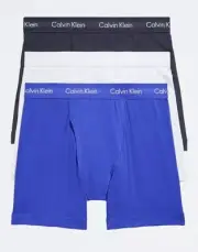 Men's CALVIN KLEIN 3pk Cotton Stretch Boxer Briefs Blue/white/dark grey