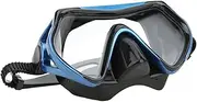 Silicone Adults Snorkeling Goggles Toughened Glass Large View Swimming Glasses Diving Equipment (Blue Black)