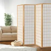 4 Panel Artiss Room Divider Screen 174x179cm Natural