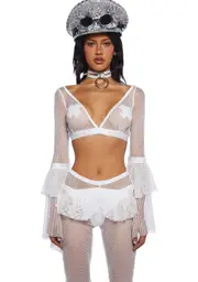 [Club Exx] Saints & Sinners Fishnet Crop Top
