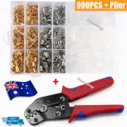 900PCS Male Female Crimp Terminals Spade Electrical Wire Connectors + Pliers Kit