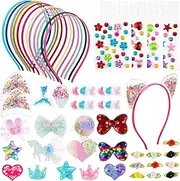 OZENT Headband Making Kit for Girls, Make Your Own Fashion Headbands with Gem Stickers Glitter Bows and More, Enjoy DIY Headband Bundle