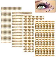 uxcell 1792 Pcs Self Adhesive Face Gems, 3/4/5/6mm Rhinestone Stickers Stick on Jewel for Face Eye Body Nails Makeup DIY Crafts Gems, Gold