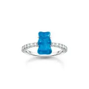 THOMAS SABO Ring with blue mini sized goldbears and zirconia