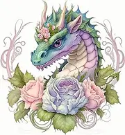 Fabric Panel 8"x8" Dragon 100% Cotton Quilting Panel Square AM1425