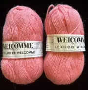 Yarn Welcomme Le Club French Wool Alpaca Acrylic Blend Paris France Pink 2 Balls