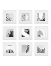 [Studio Nova] Premium 9 Piece Square Gallery Photo Wall Frame Set in White
