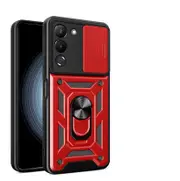 case For Infinix Note 12 2023 4G Slide Camera Lens Protection and Built in 360 Rotatable Ring Holder - Red