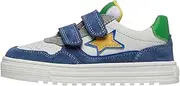 [Naturino] Boys Hess 3 Vl. Suede/Calf Azure White-Green Crib Shoe, Azure