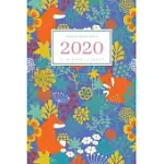 APPOINTMENT BOOK 2020: 6X9 15 MINUTE PLANNER LARGE NOTEBOOK ORGANIZER WITH TIME SLOTS JAN TO DEC 2020 ABSTRACT FOX FOREST DESIGN BLUE