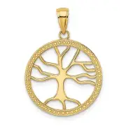 10k Yellow Gold Large Tree Of Life In Round Frame Charm