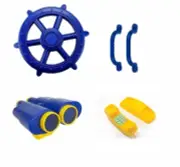 BLUE Playground Accessories Pack Ship Wheel Binoculars Telephone Handles Cubby