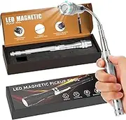 Magnetic Flashlight Pickup Tool Dad Gifts Cool Magnet Telescoping Gadgets with LED Gifts for Mens Husband Him Silver