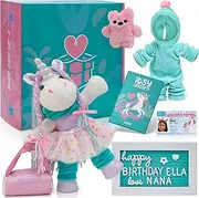 Itsy Unicorn Stuffed Animal Gift Box - Pink Unicorn Plush Toys with Ballerina, Onesie Clothes and Mini Teddy Bear, Good for Unicorns Girl Gifts Age 4-5, Unicorn Toys for Girls Age 6-8