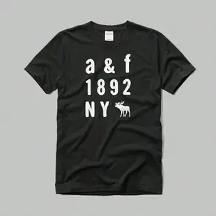 美國百分百【Abercrombie & Fitch】T恤 AF 短袖 麋鹿 kids 女 男 S號 NY 黑色 F553