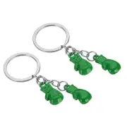 2 Pcs Boxing Keychain Mini Cute Boxing Gloves Key Chain Sport Pendant Deep Green
