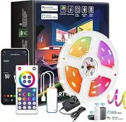 [Necomi] WiFi LED Strip Lights, 5M RGBIC Smart RGB Light Strips Compatible with Alexa, Google Home, Bluetooth Smart App Music Sync Color Changing, for Bedroom Room Home Decor Party