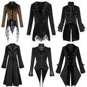 Retro Vintage Punk Gothic Steampunk Coat Masquerade Tuxedo Vampire Plague Doctor Lace Women's Halloween Carnival Masquerade Party Halloween Adults' Coat