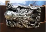 Sea Kraken Octopus Buckle Antique Silver