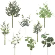 Artificial Flowers and Greenery Set with Green Filler for Gradient