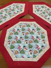 New hand made quilted table runners and topper Snowmen And Gingerbread House