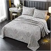 Quilt Set Full Queen King Size Bohemian Floral Printed 3 Piece Lightweight Soft Coverlet Modern Style Floral Printed Bedspread Set(1 Quilt+2 Pillow Shams) (Color : B, Size : King 250x270cm-98x106)