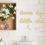 QENWWENG Dream big little one sign,Wooden Nursery Wall Decor, stars Wall Art,Kids Bedroom Wording Sign for Boys Girls Bedroom Home Farmhouse Living Playroom