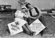 Oliver Hardy and Dorothy Coburn appear fast asleep in a break from- Old Photo