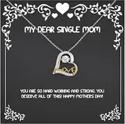 Love Single mom Gifts, You are so hard working and strong, you!!, Single mom Love Dancing Necklace From Son, Gifts For Mom, Mothers Day, Gift ideas, Presents, Unique gifts, Heartfelt gifts,, Sterling Silver, Cubic Zirconia