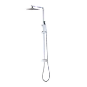 WELS 8" Rain Shower Head Set Square Dual Heads Faucet High Pressure With Mixer
