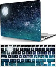 Laptop Hard Shell Case Compatible with MacBook Pro 14 inch 2021/2023 Release Model M1 A2442/A2779 M2 Pro/Max Chip, Plastic Protective Hard Shell Case Cover & Keyboard Cover, Moon and Stars