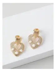 [Trent Nathan] Pearl Heart Shaped Stud Earring in Gold