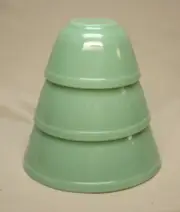 Mosser Glass Set of 3 Jadeite Mixing / Nesting Bowls 8 3/4", 7" & 5 3/4" Round