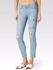 $269 NWT PAIGE Sz24 TRANSCEND VERDUGO ANKLE MIDRISE SKINNY MAYAN PATCH DESTRUCT