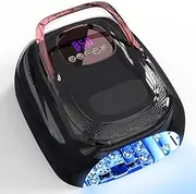 LIMEGIRL Cordless Nail Lamp, 72W Powerful UV LED Nail Dryer with Replaceable Lamp Beads & Battery, UV Light for Gel Polish, Rechargeable & Portable for Professional Nail Salon Use (Black, One Battery)