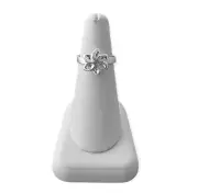 Womens Size 6 Ring Cubic Zirconia Rhinestone Flower Silver Copper Adjustable