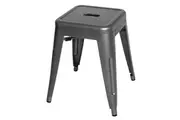 Bolero Gun Metal Grey Steel Bistro Low Stool (Pack 4)