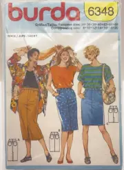 Burda Sewing Pattern 6348 Straight Skirt in 3 Lengths Sizes 8-20 Sealed 80s Vtg