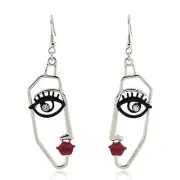 Face Shaped Earrings Geometric Earrings Abstract Alloy Hollowed Vintage Earrings